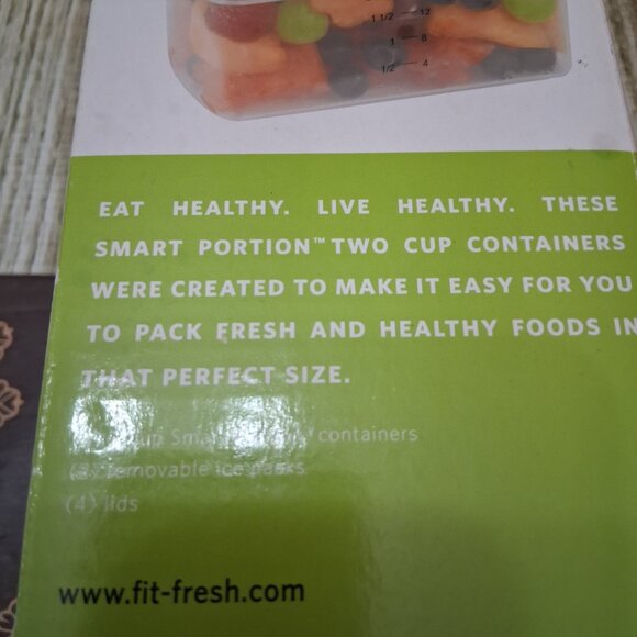 Fit &Fresh Healthy Eating Living 2 Cup Size 10 Pieces Smart Portion w/Ice Packs - Picture 3 of 6